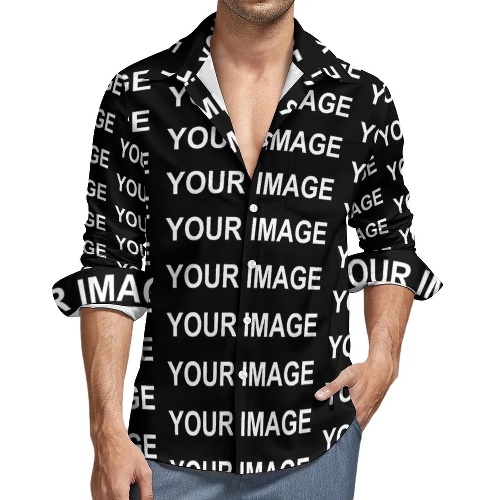 

Your Image Customized Shirt Men Custom Made Design Casual Shirts Autumn Street Graphic Blouses Long Sleeve Trendy Oversize Top