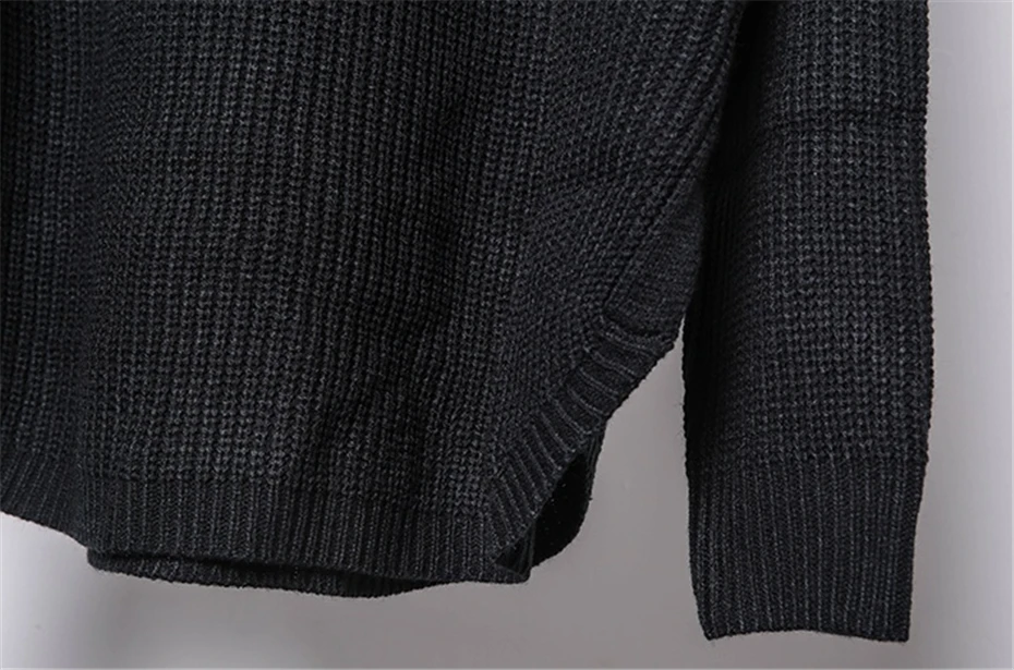 Mens Knitted Sweater Streetwear Hip Hop Punk Half Turtleneck Pullover Men Oversized Harajuku Vintage Black Casual Sweaters Male