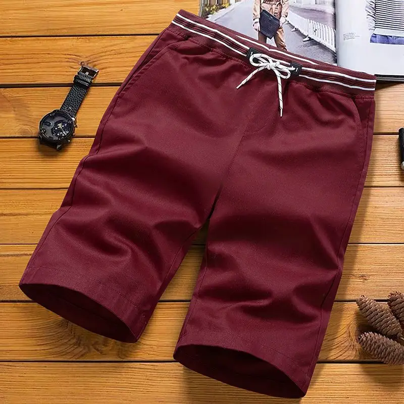 Summer Men Solid Casual Shorts Male Clothing Thin Elastic Waist Pockets Streetwear Fashion Loose Versatile Straight Short Pants