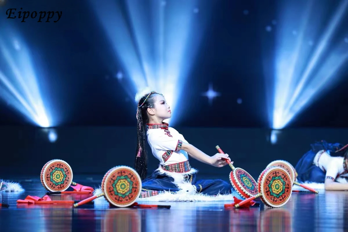 Desgaste tibetano do desempenho para meninas, traje étnico, drama, roupa do estágio