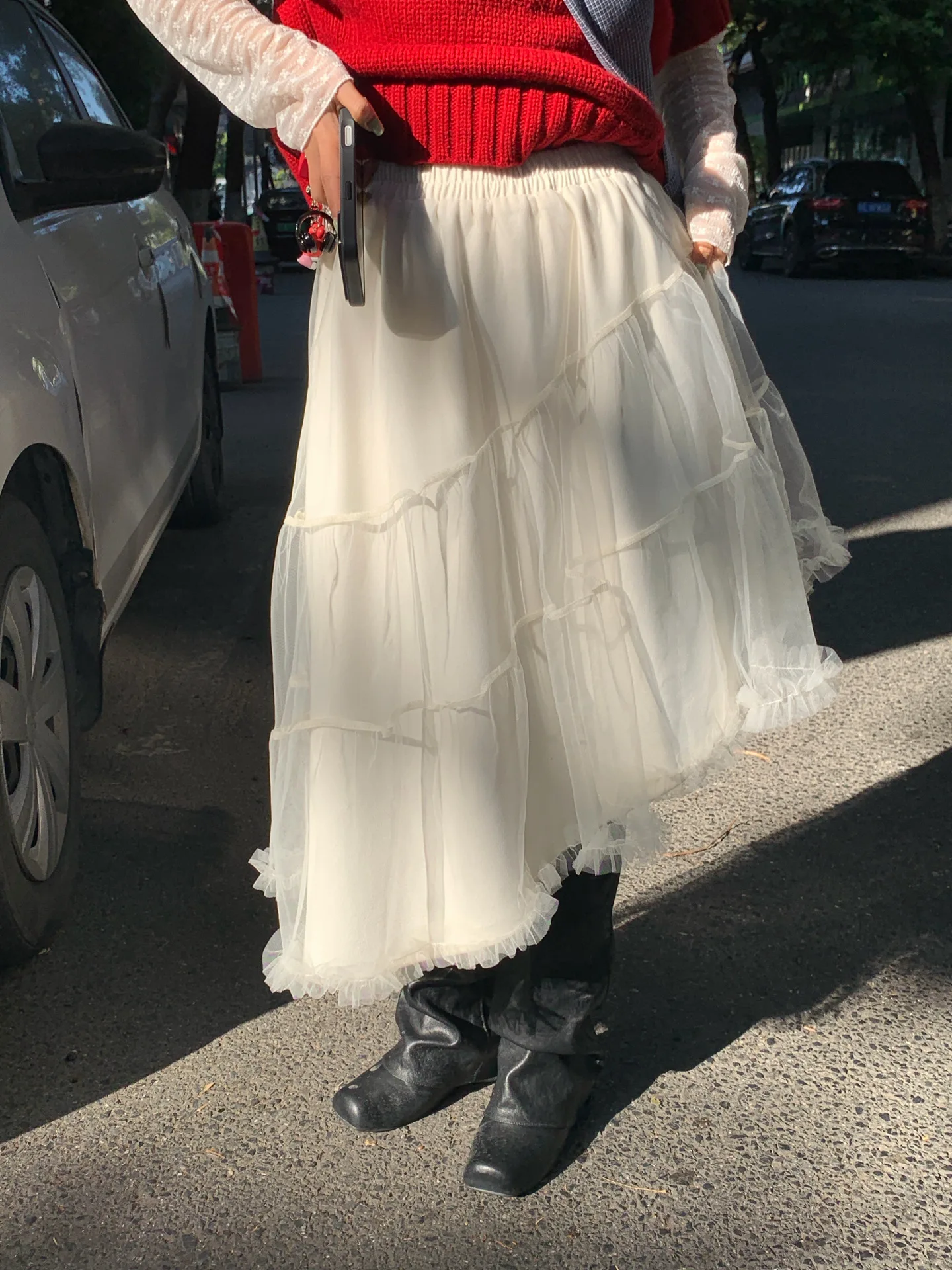 

Корейская асимметричная юбка с кружевными вставками, женская, весенняя новинка, утягивающая, с широким подолом, хлопковая, с высокой талией, многоярусная юбка-кейк