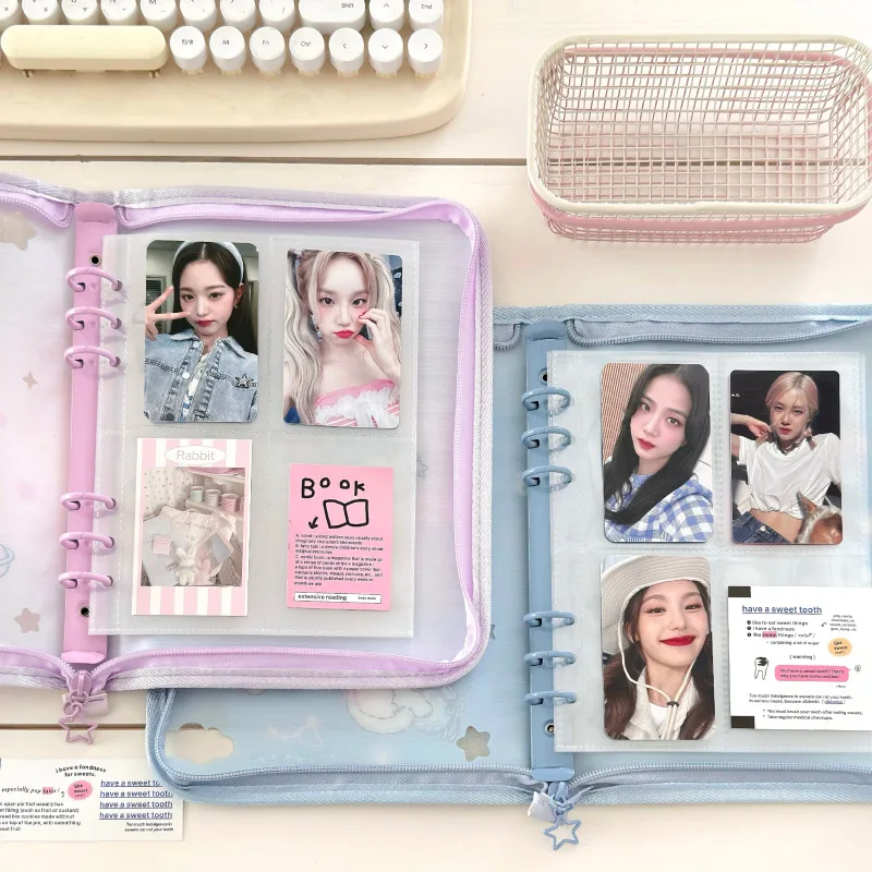 IFFVGX Kawaii A5 سستة الموثق حامل بطاقة الصور Kpop المعبود ألبوم الصور جمع كتاب القرطاسية المدرسية ألبوم الفقرة Fotos پوتوكاروداد باين أكثر