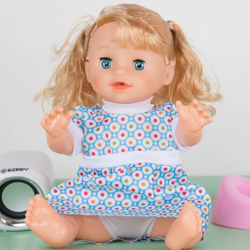 Fat child baby doll simulation playing house, talking girl, toy princess changing clothes, blinking, drinking water, urinating