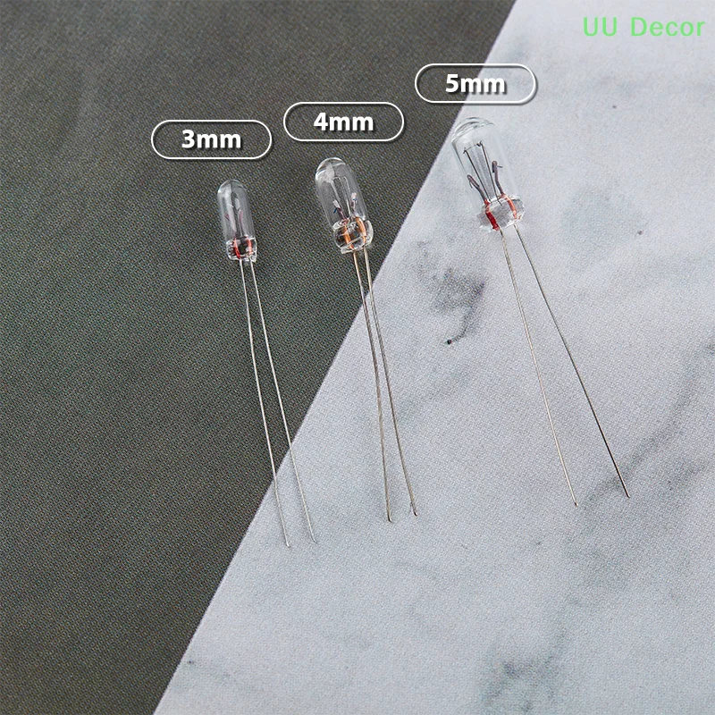 10Pcs Mini 3/4/5mm 3/6/12/24V Lamp Light Bulb Edison Incandescent Filament Rice