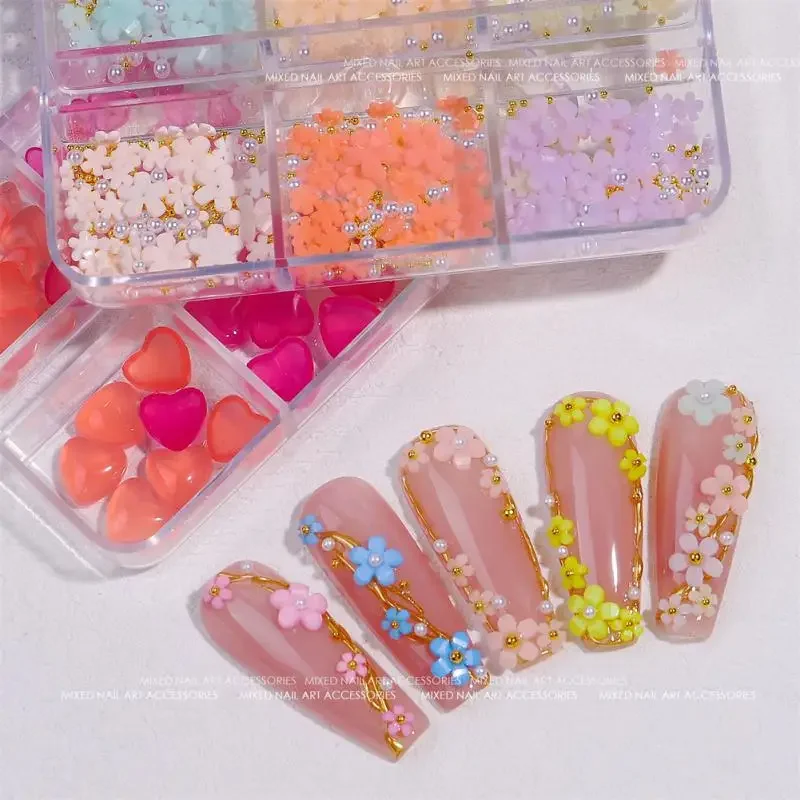 Acessórios de decoração de arte de unhas para figuras de urso decorativas caixa de peças suprimentos kawaii profissionais conjuntos de manicure