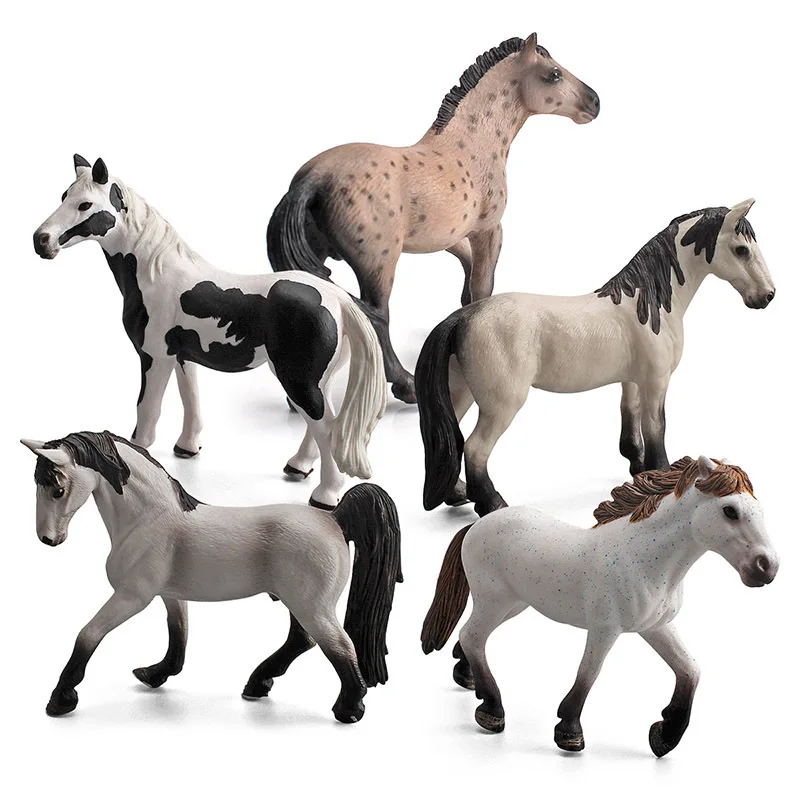 Modelo de Cavalo Selvagem: Potro Macho Knapostu, Cavalo Fêmea Camargue, Cavalo de Fazenda Sólido e Pônei de Fazenda - Ornamentos