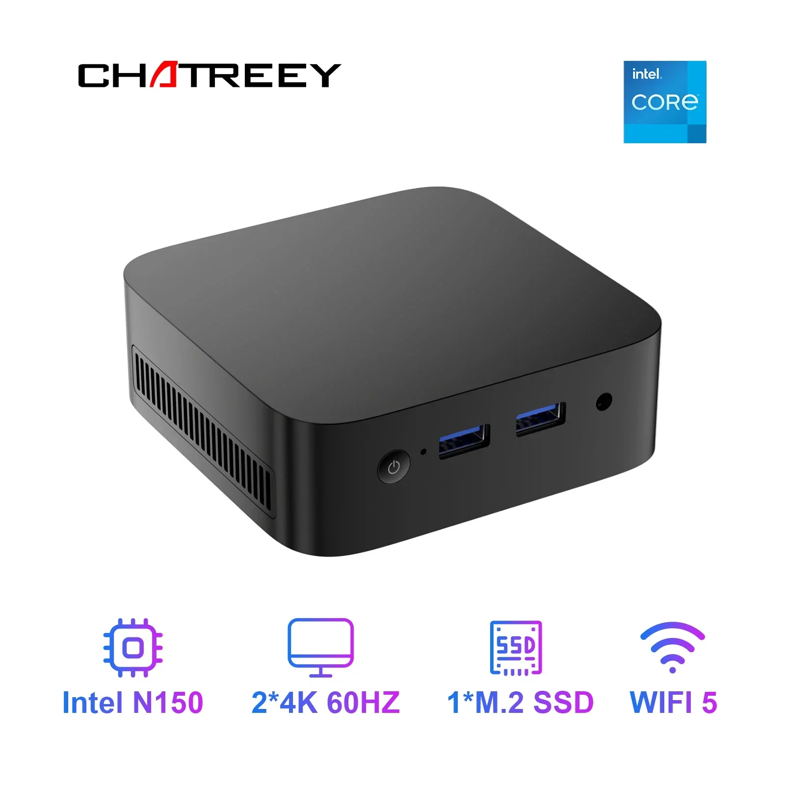 Chatreey T10 Mini PC Intel Twin Lake N150 Windows 11 Ultra Small Pocket Computer SSD Full Function Type-C 4K 60Hz