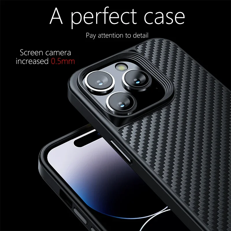 For iPhone 14 13 Pro Max Case Magnetic Real Kevlar +TPU Slim Anti-Slip Genuine Aramid Fiber Cover for iPhone 14 Pro IP 14 Plus