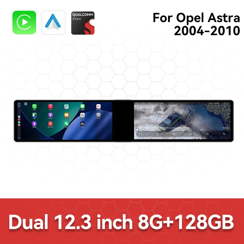 

Dual 12.3 Inch QLED Screen Car Radio For Opel Astra 2004-2010 Android 13 Multimedia Player Wireless Carplay GPS Navigation DSP