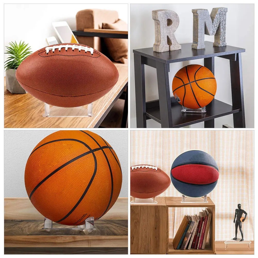 

4Pcs Durable Acrylic Ball Display Stand Multi Use for Basketball Volleyball Soccer Football with Anti Skid Pads