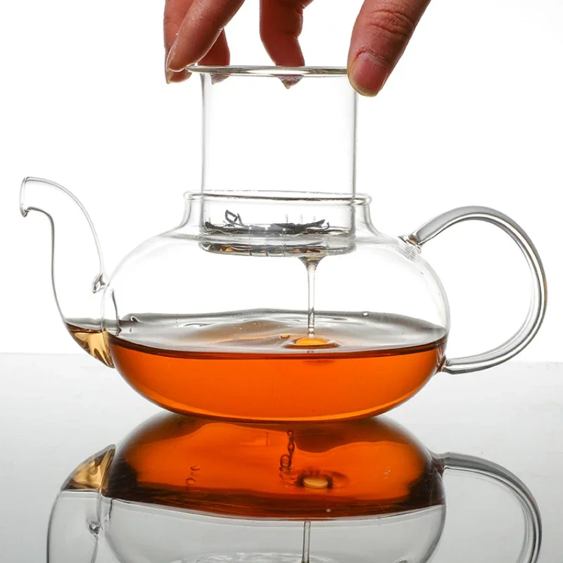 

High temperature resistant glass exquisite teapot, single teapot, small tea making teapot, tea water separation