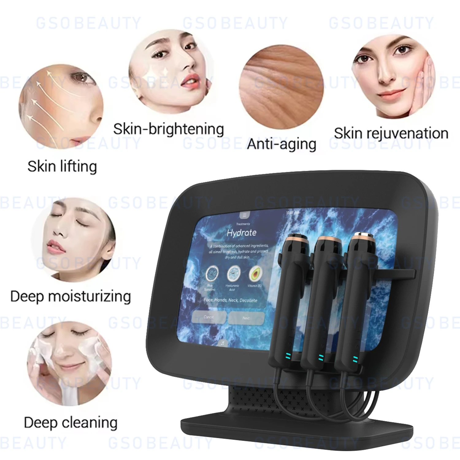 Portable 3 in 1 Co2 Bubble Face Care Oxygen Facial Rejuvenation Wrinkle Removal Ultrasonic Cleaning Oxygen Therapy Machine