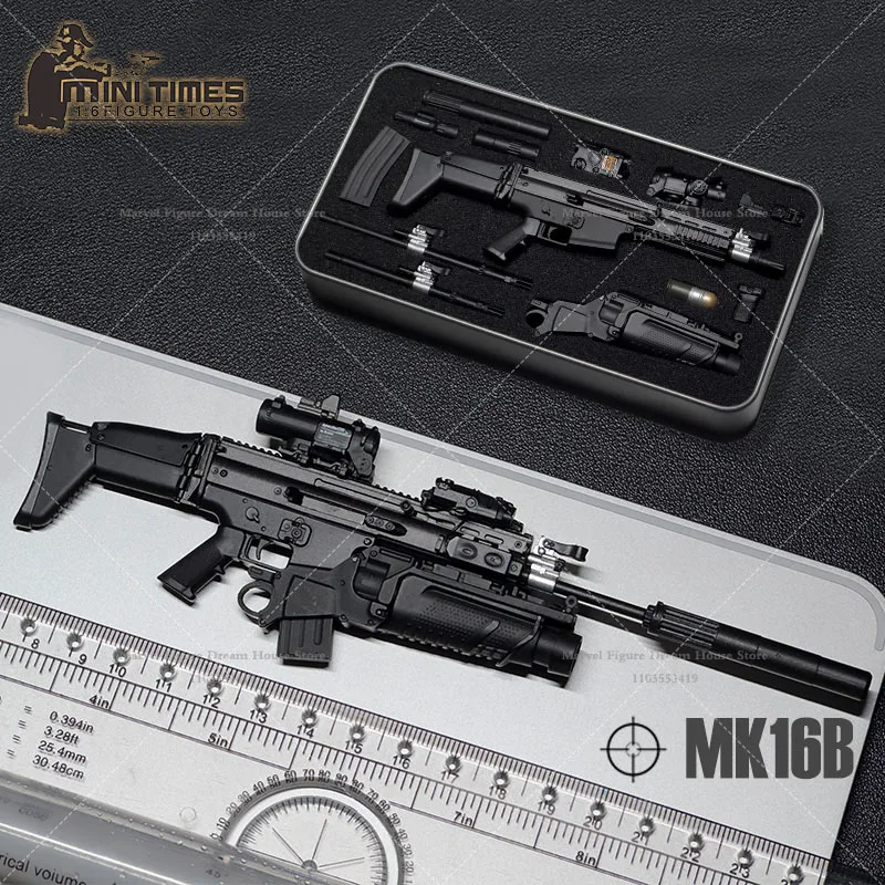 Mini tempos brinquedos mk16a/b mk17a/b mp7 1/6 escala fãs militares acessórios arma rifle de assalto para figura de ação de 12 polegadas soldado