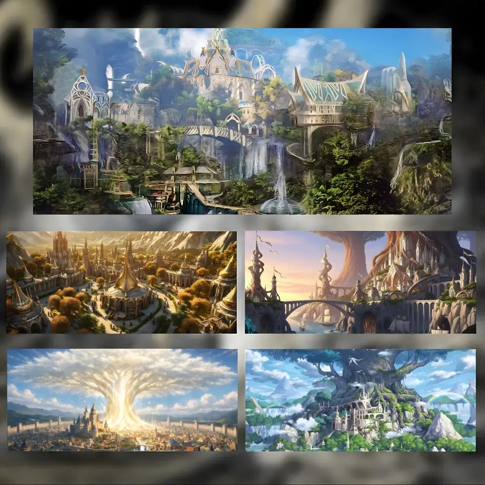 Magical Beautiful World E-Elven Kingdom Mouse Pad Large Thick Desk Pad Stitched Edges Gaming Mouse Mat for PC