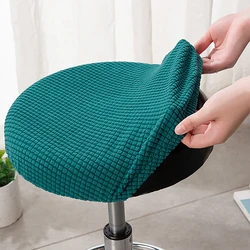 Bar Stool Cover Polar Fleece Round Chair Cover Removable Stool Slipcover Solid Seat Cushion Protector Washable Bar Stool