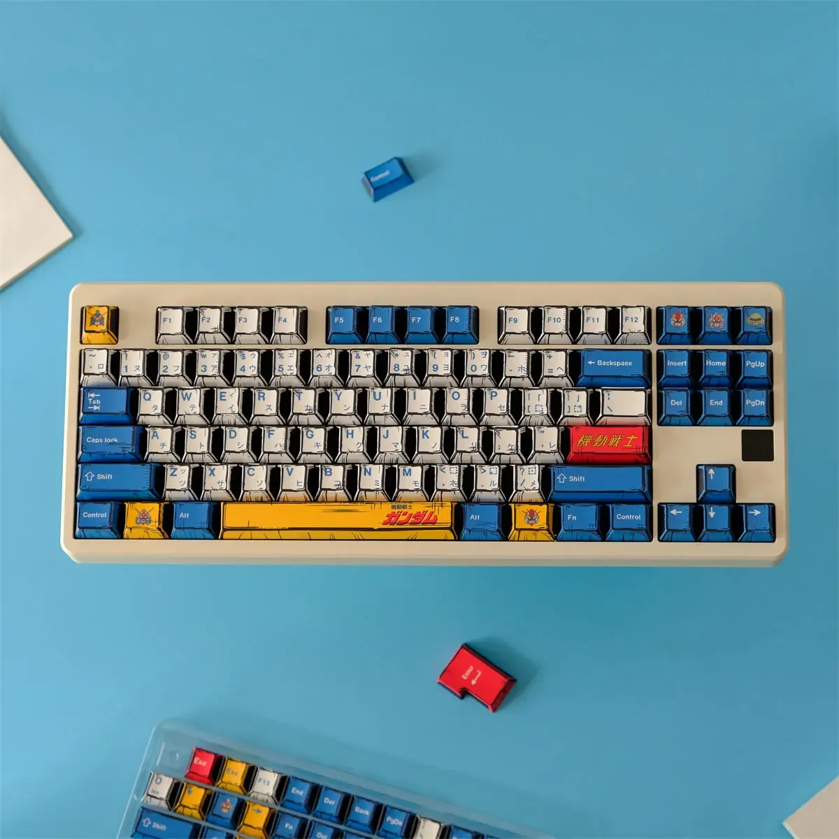 

136-key Mechanical Keyboard Keycaps Cherry Height Pbt Key cap Comic Style Gundam Custom Keycap Graffiti Style