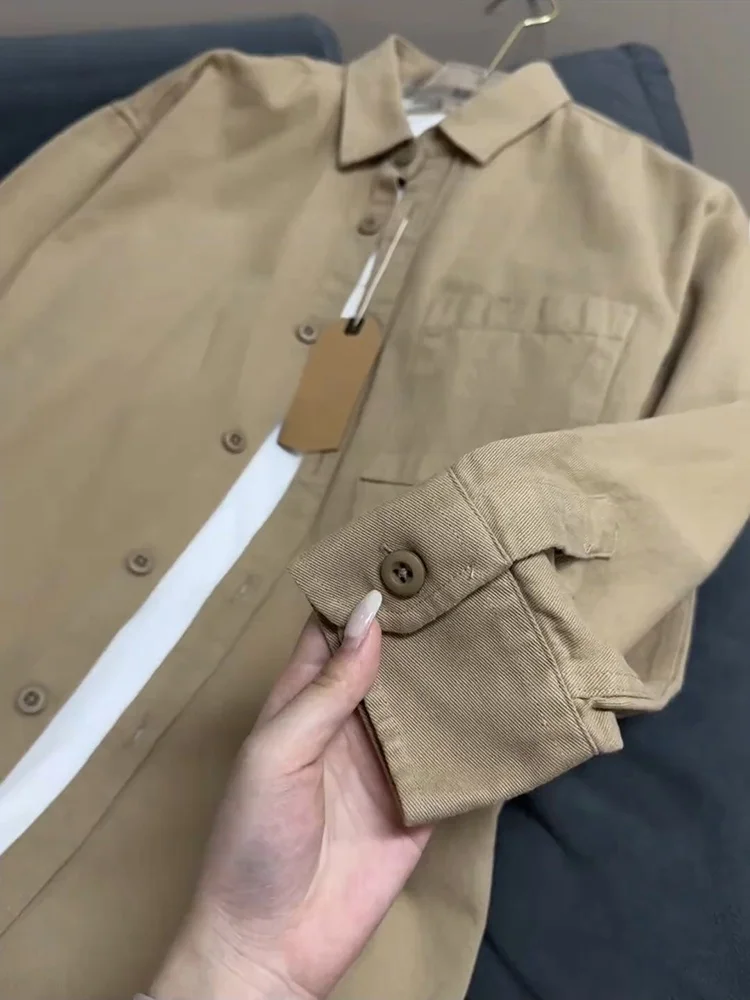 

i Long Sve Men's irt American Workwear Cleanfit Design High End Utili Jaet Spring Autumn Youth Trend Cotton 00%