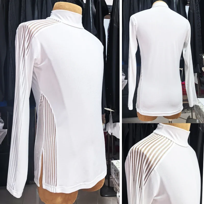 成人男性ラテンダンス服男性ダンストップスチャチャルンバサルサ社交ダンス競技トップス練習トレーニングウェア NV22848