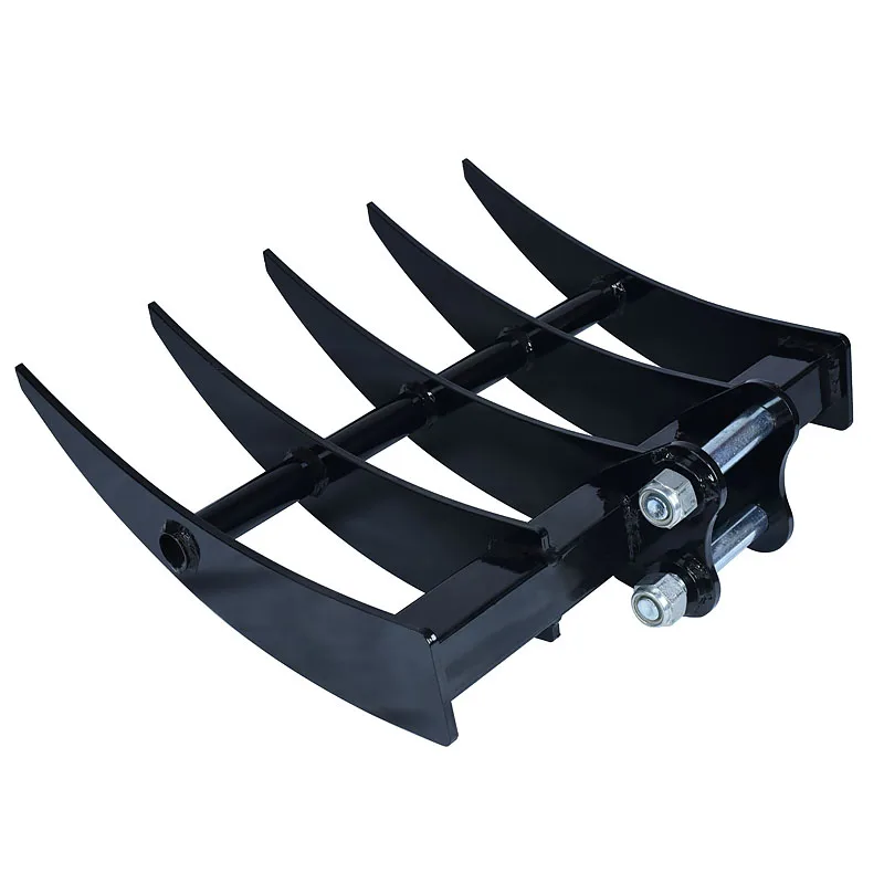 미니 굴삭기 레이크 어태치먼트 소형 굴착기 액세서리 강철 흙 풀림 레이크 잔디 농업 낙엽 청소용