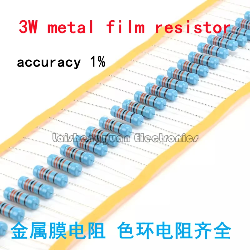 

20PCS 3W metal film resistor 1% precision five color ring resistor 1 ohm 2R 10R 100 ohm 1K 10K 200K 510K 1M resistor element