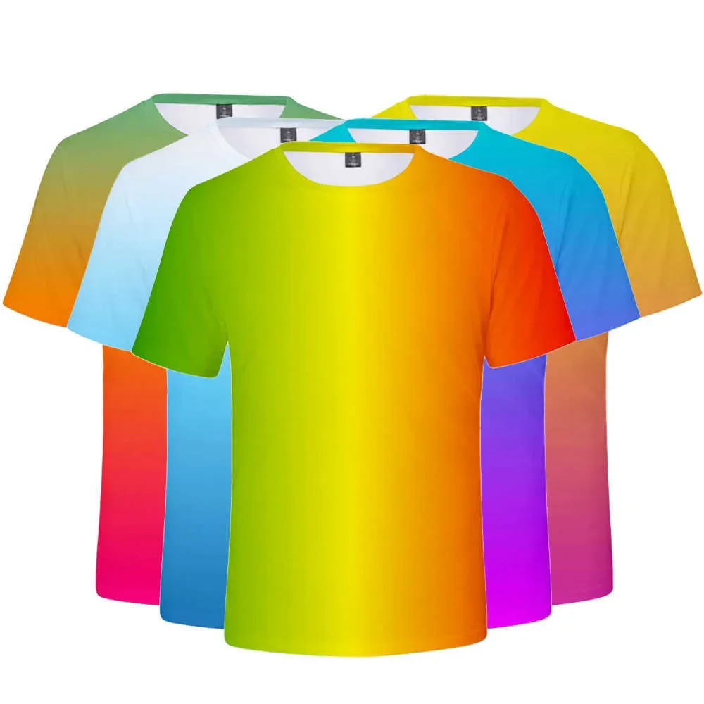 Neon T-Shirt Men/Women Summer green T shirt Boy/Girl Solid Colour Tops Rainbow Streetwear Tee Colourful 3D Printed Kids 210716