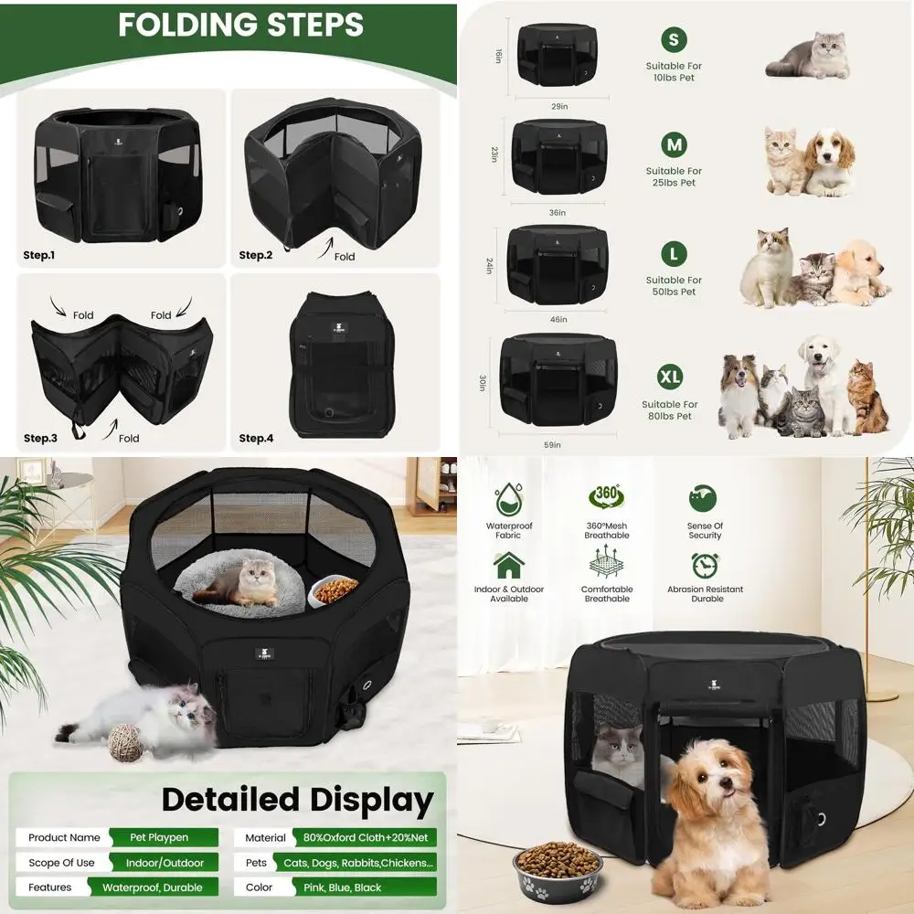 

Портативный манеж для собак, щенков, кошек, кроликов, цыплят - очень большой вольер-палатка для игр и путешествий, подходит для использования в помещении и на улице