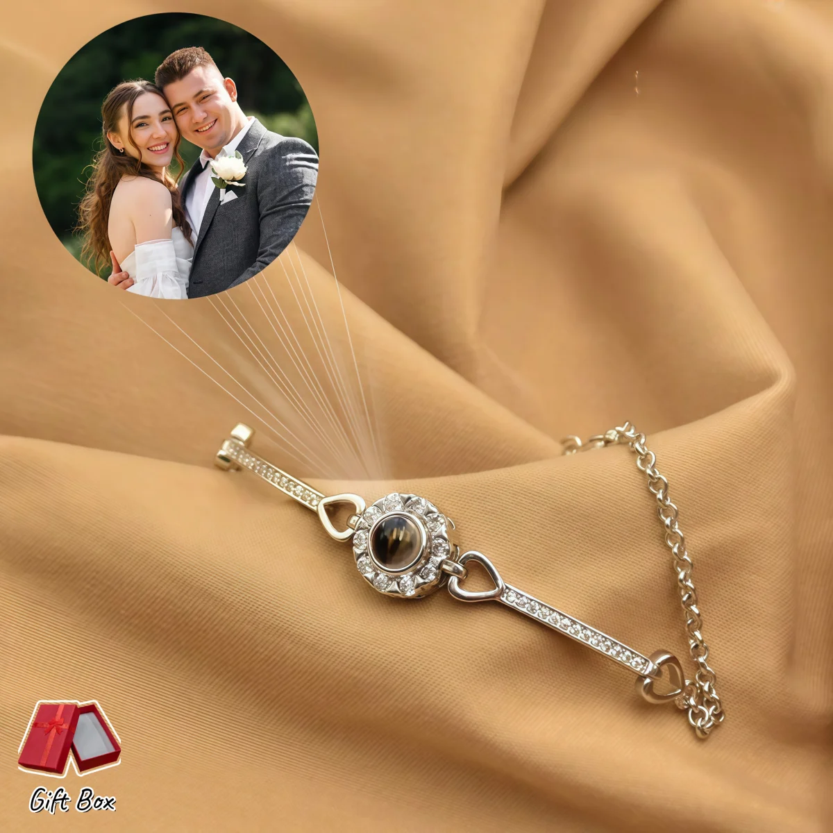 S925 Personalized Custom Photo Projection Bracelet Braided Rope Adjustable Couple Bracelet Hidden Image Jewelry Gift For Lover