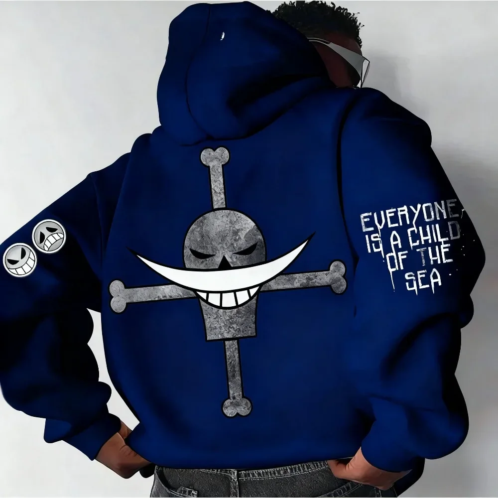 

ONE PIECE Multi-color Autumn and Winter Hoodie Street Casual Wear Loose Version Anime Skull Cross Logo Wing Children's Hoodie