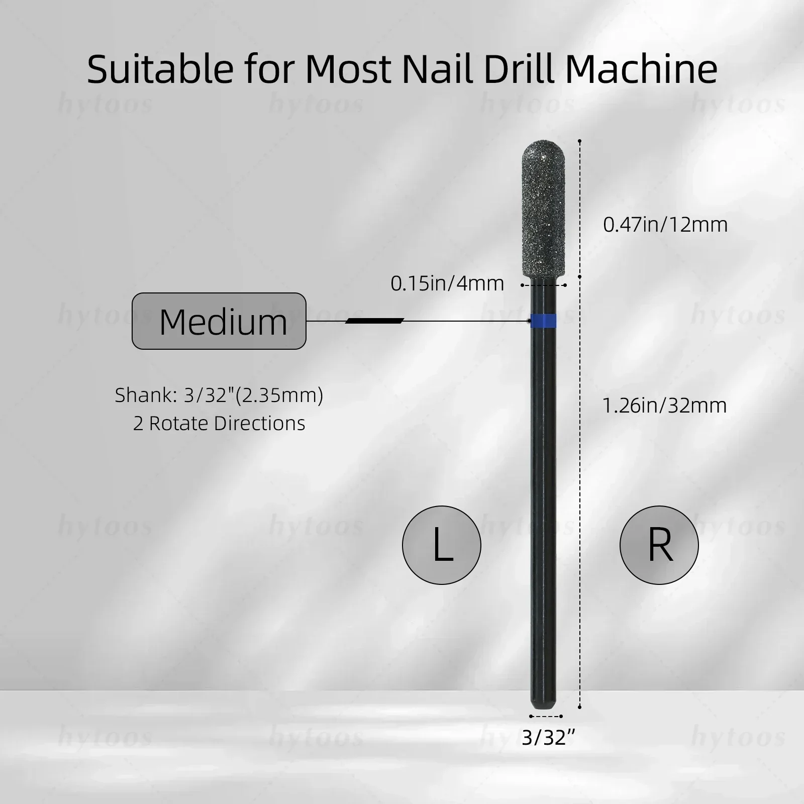 HYTOOS ラウンドトップダイヤモンドネイルドリルビットブラックプロロシアキューティクルビット爪角質キューティクルクリーナー前処理ツール