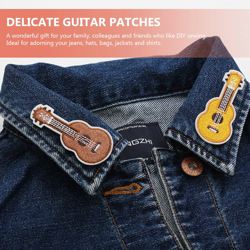 

8pcs Cloth Patch Set Guitar Embroidered Polyester Music Fabric Garment Decorative DIY Supplies Sewing Clothes Accessories