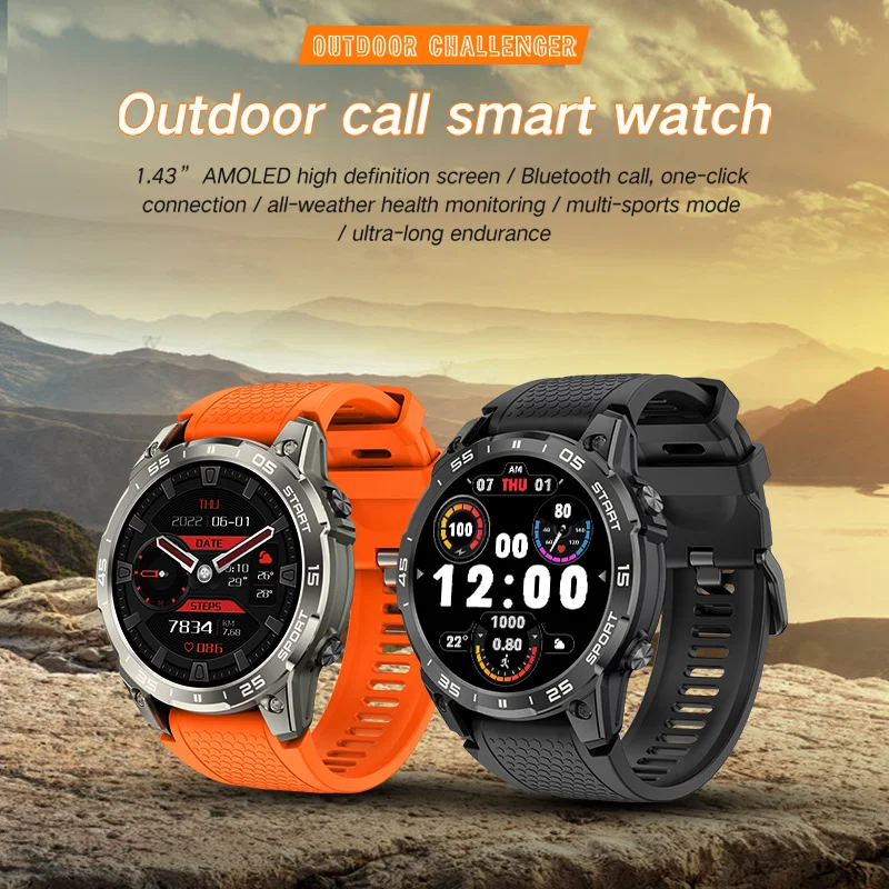 MASX S57A smart watch 1.43\'\' AMOLED high definition Display 420mAH bluetooth call Military-grade Toughnes Waterproof Sport watch