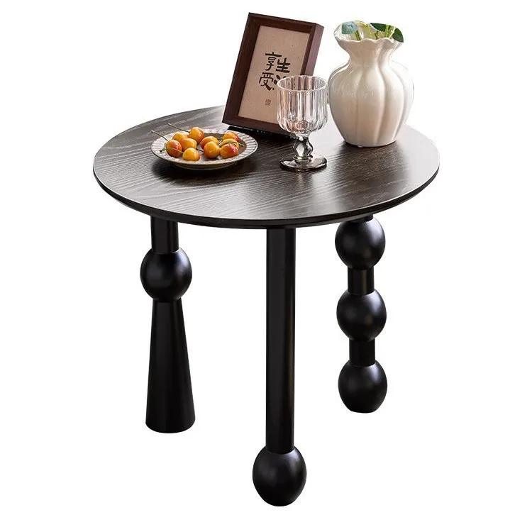 French complex medieval black solid wood small coffee table living room furniture