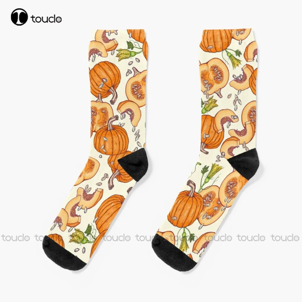 Lucky Autumn Pumpkin Pattern Socks Halloween Men'S Socks Street Skateboard Socks Christmas New Year Gift Custom Gift Cartoon