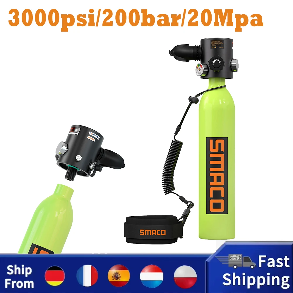 SMACO S500 Scuba Diving Cylinder Oxygen Tank Set Mini Scuba Tank Diving Equipment Snorkeling Underwater Breathe