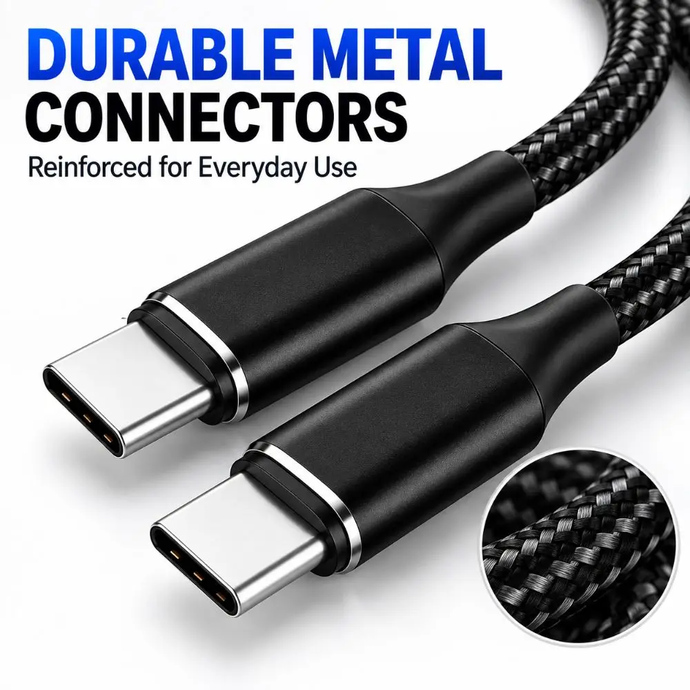 100W PD USB-C Charging Cable 5A 480Mbps PD Fast Charge Lead E-Marker Chip Aluminum Alloy Type-C Data Cord Daily Charging