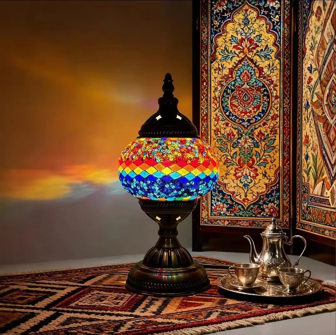 New Style Mosaic Table Light Living Room Bedroom Specialty Restaurant Cafe Hotel Guesthouse Mosaic Handmade Glass Night Lamp
