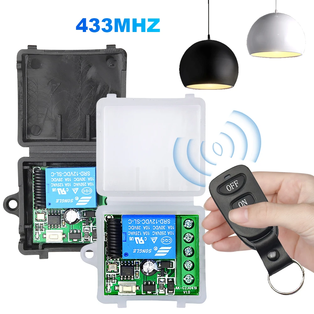 433 ميجا هرتز التحكم عن بعد 1CH RF 10A التتابع استقبال تيار مستمر 12 فولت زر التعلم التحكم عن بعد 1 قناة التحكم عن بعد التبديل