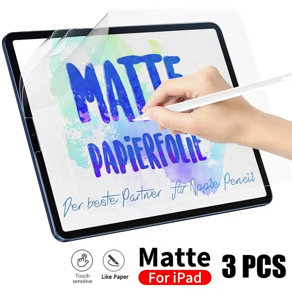 

3Pcs Paper Feel Like Screen Protector For iPad Air 11 Pro 13 2024 10th 9th Generation 8 7 6 Air 5 4 3 Pro 11 12.9 10.5 inch mini