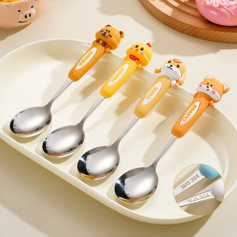 

Cute Coffee Spoon Cartoon Children's Tableware Spoon Stainless Steel Panda Rabbit Brown Bear Handle Spoon Kitchen Accessories