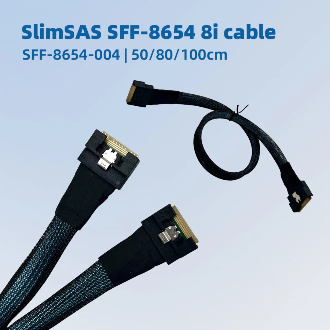 SlimSAS SFF-8654 8i Male To Male Split Extension Cable PCIe4.0 X16 To X16 / X8 X8 Graphics Card Adapter Riser Board 256Gbps