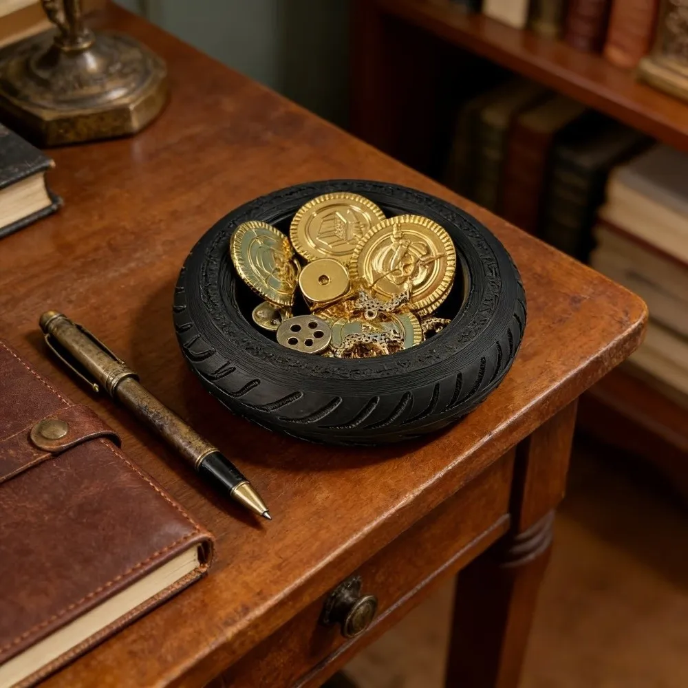 Personality 3D-Printed Mini Tire Storage Tray Multi-Function Creative Tire-Shaped Storage Box Ornaments Decorative Holder Home