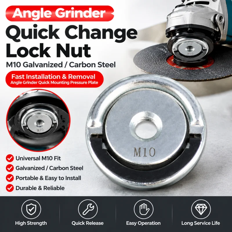 Angle Grinder Accessories M10/M14 Quick Installation Pressure Plate Chuck Thread Nut Clamping Nut Self-locking Pressure Plate