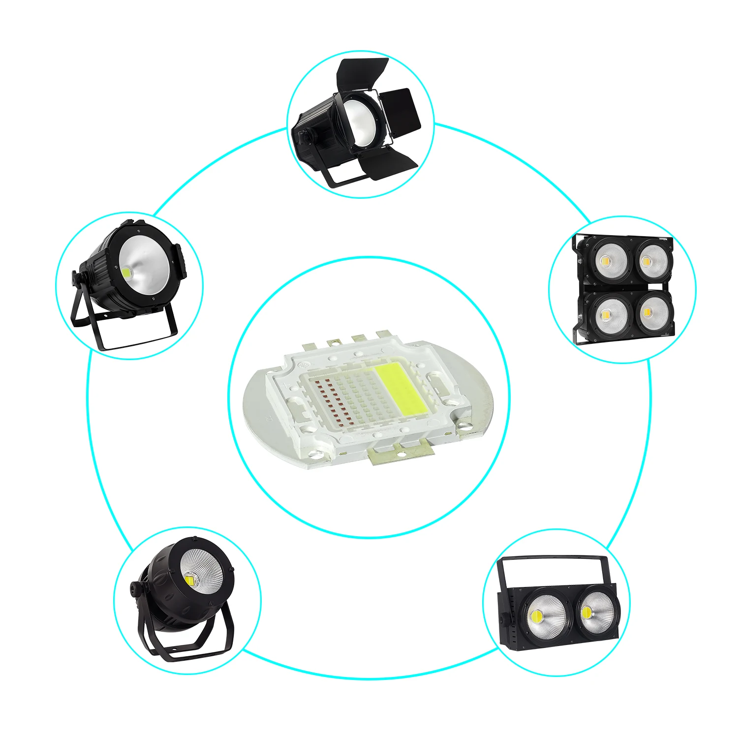 Chip de cuentas LED COB 4 en 1 de alta potencia, 100W, 200W, RGBW, para 100 COB, lámparas de reflector de luz de público, Chips LED COB, luz de