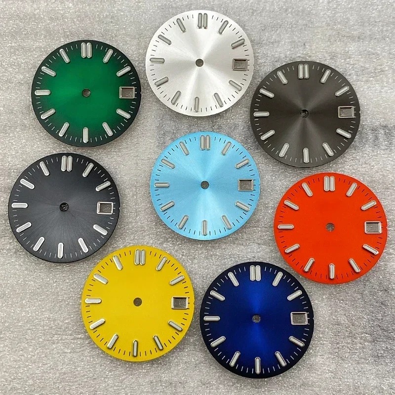 

NH35 Dial 28.5mm S Dial Bar Nail Green Luminous Suitable For NH35/NH36 Movement Orange Blue Yellow Modified Replacement NEW DIY