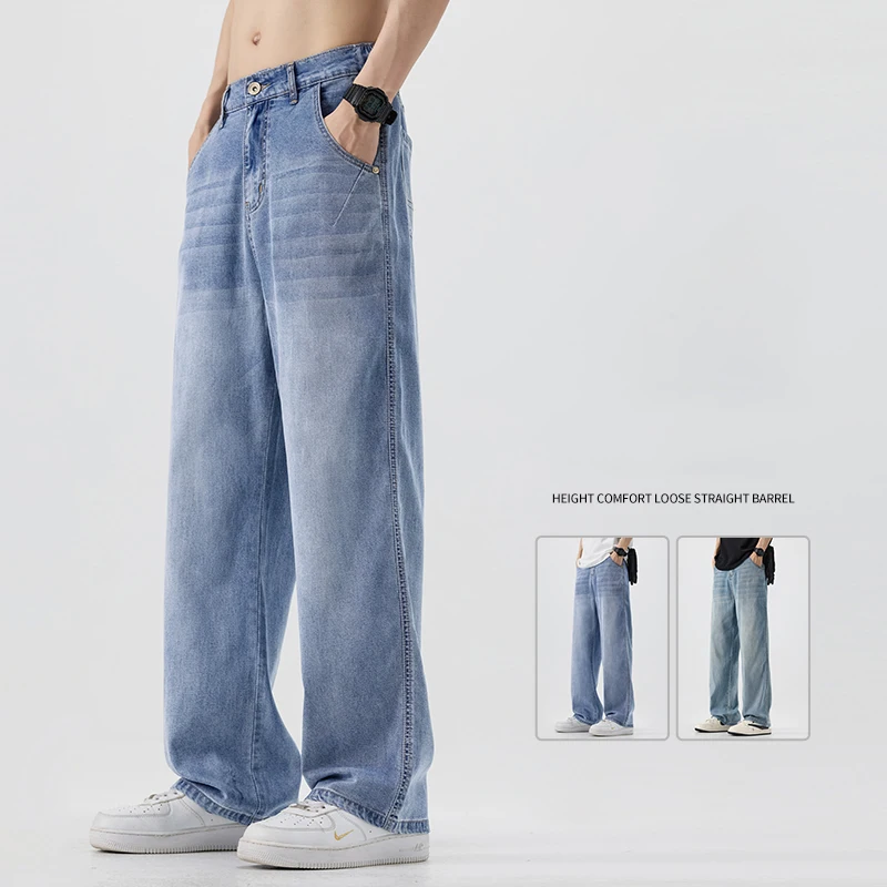 

Summer Thin Vintage Jeans Men's Soft Fashion Breathable Casual Straight Trousers Male Brand Comfortable Baggy Denim Pants