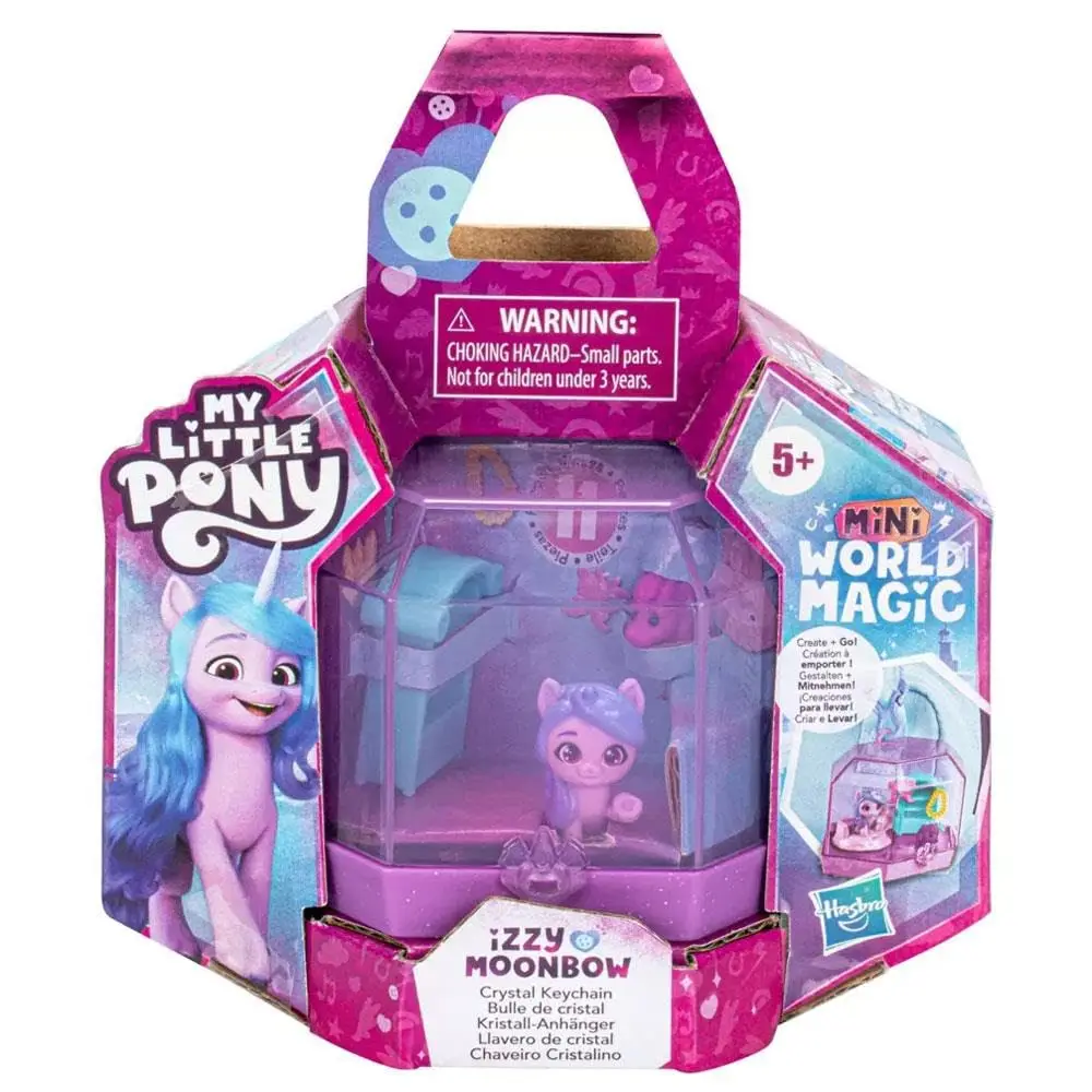 Hasbro Original My Little Pony Mini World Magic Crystal Keychain Izzy Moonbow Toy - Portable Playset and Accessories toys