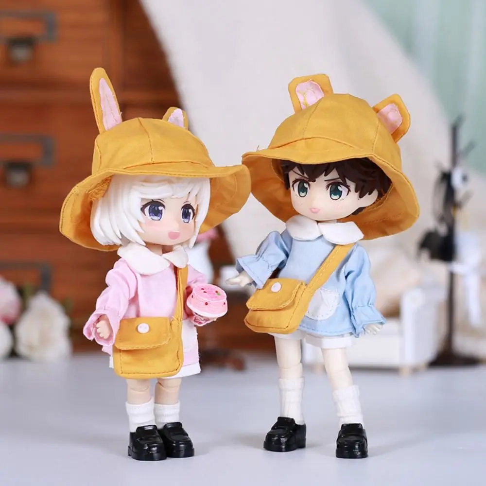 유치원 Ob11 인형 옷 토끼 곰 귀 어부 모자 Obitsu11 학교 유니폼 수제 복장 BJD 인형 복장