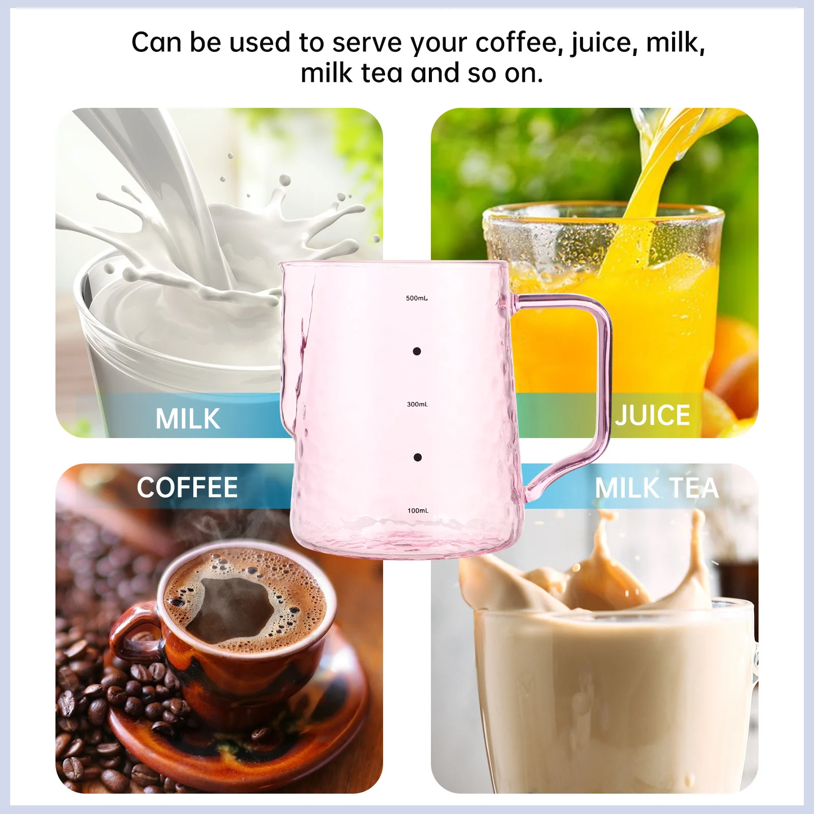 

1Pcs Glass Coffee Pot Borosilicate Glass Milk Jar Graduated Coffee Container Large Capacity Milk Server Kitchen Gadget