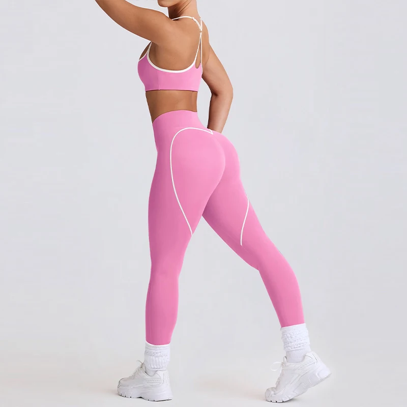 

Yoga Suit Set High Waisted Hip Lifting Tight Sports Pants Elastic Shock-absorbing Sports Underwear Bra Women's Clothing Set