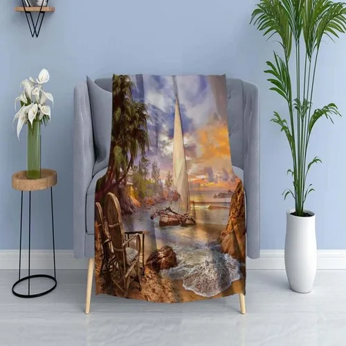 Else Carpet Else Tropical Beach Sea Island Wellsoft Patterned 3D Tv Blankets